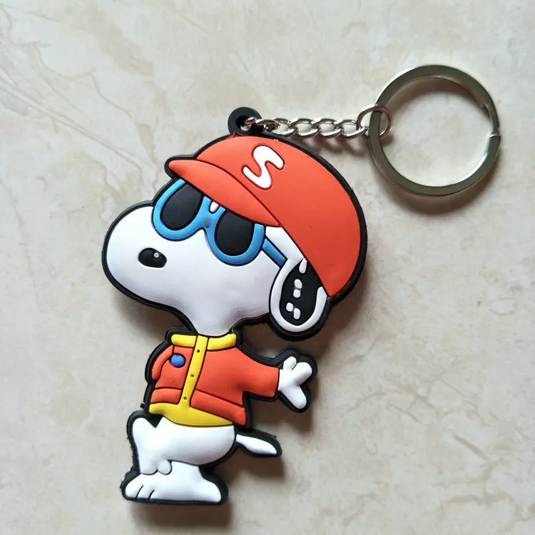 Japanese-style Cartoon Series Snoopy Double-Sided PVC Soft Silcone Cute Cartoon Puppy Double-Sided Keychain