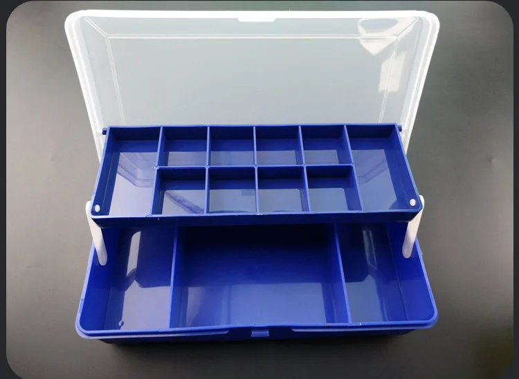 Hebei Cross Border Lure Box Transparent Plastic Double Layer Lure Storage Box Small Folding Bait Fishing Gear Wholesale