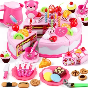 

Play House Children Toys Children Play House Simulation Kitchen Birthday Cake Cut Toys Fruit Cut Cut Le DIY Creative Gifts