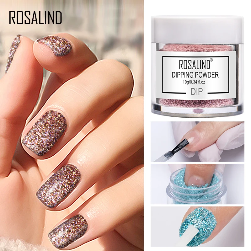 2019 ROSALIND модный порошок для ногтей пигмент пигмента маникюра блеск женщин