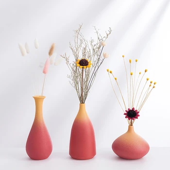 

Ceramic small vase home decoration living room dried flower arrangement ornament creative gradient color small vase crafts