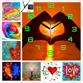 

lover heart 5d diamond painting 5d with clock heart 5d diamond embroidery sale with clock decoration home wall sticker clock