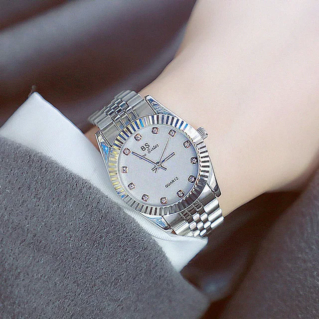 Bs Bee Sister Классические Золотые женские часы известный бренд элегантные женские наручные часы Стальные женские часы Montre Femme - Цвет: silver-white