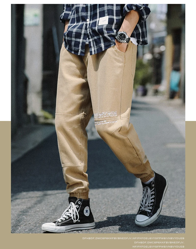 Fashion Streetwear Men Jeans Loose Fit Spliced Designer Denim Cargo Pants Harem Jeans Men Japanese Style Hip Hop Joggers Jeans