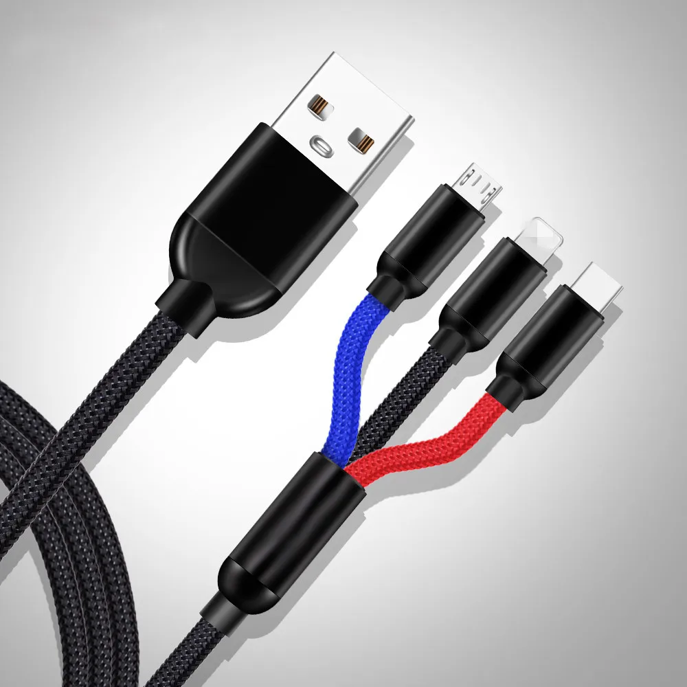 3 в 1 USB кабель для мобильного телефона Micro usb type C кабель зарядного устройства для iphone huawei Xiaomi зарядный кабель Micro USB шнур зарядного устройства