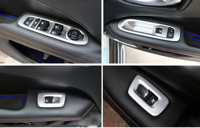 For Jeep Compass Window Lift Switch Button Cover Trims Door Armrest Panel Frame Interior Accessories