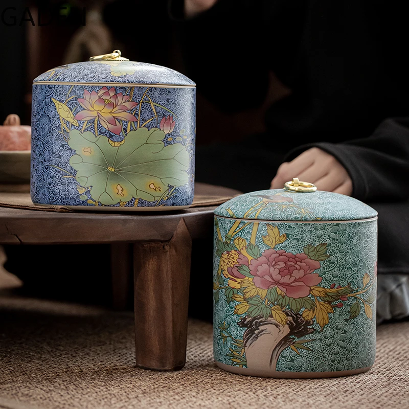 

Household Ceramic Airtight Cans with Lid Tea Caddy Decoration Simple Tea Bag Box Food Storage Jar Home Decoration Accessories