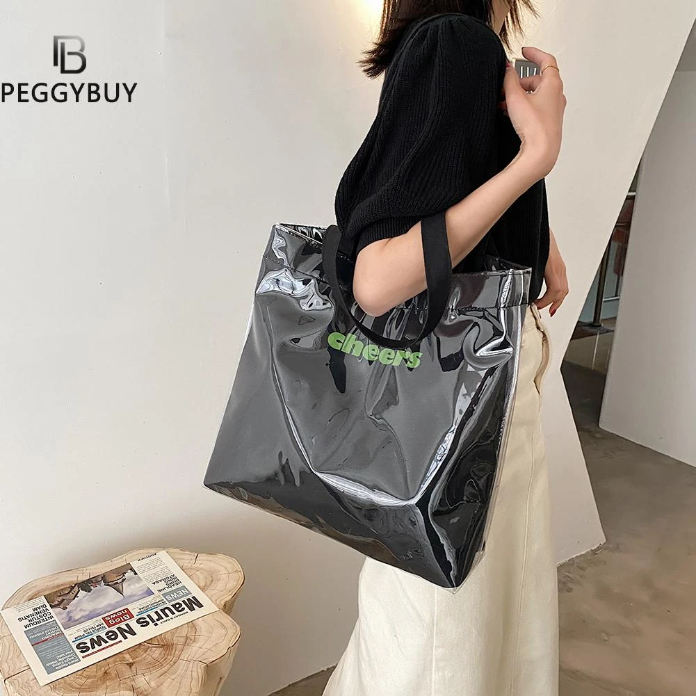 Bolso de mano Vintage de capacidad para mujer, bolsa de hombro con estampado de retales PVC, para compras, moda|Bolsos de hombro| - AliExpress
