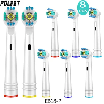 

Poleet 8pcs Replacement Toothbrush Head EB18-P for Oral B EB18A EB-18A power Pro health Triumph 3D clean precision vitality