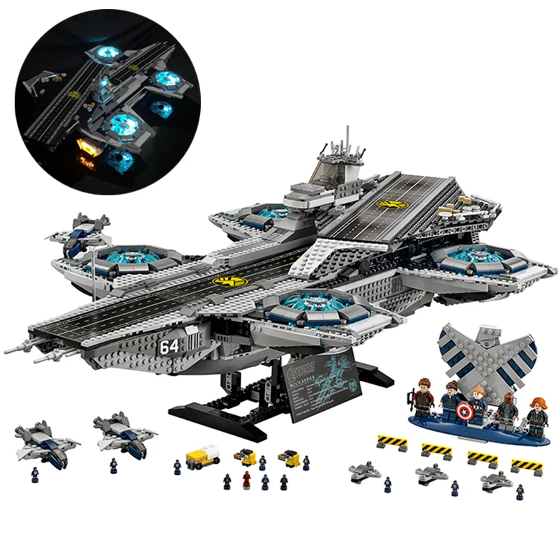 PROD 1005002905107472 2021 New Building Blocks Bricks Toys Shield
Series 07043 76042 180081 LED Lights Aircraft Carrier Model For Kids Toy