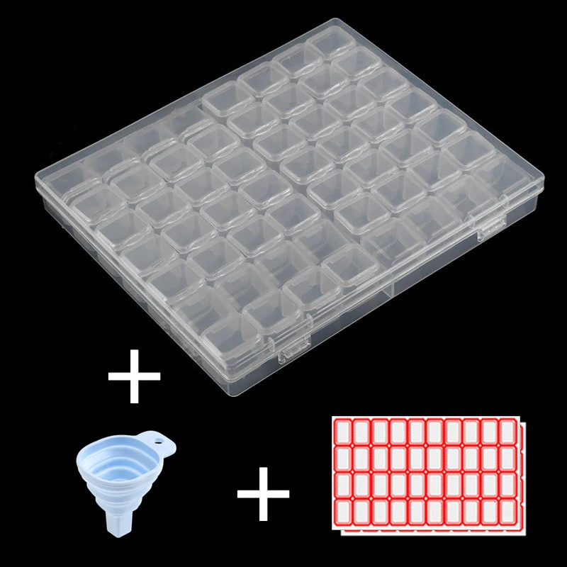 56/28 ячеек пластиковая коробка для хранения наклейки Воронка наборы для алмазной вышивки аксессуары контейнер для инструментов коробка держатель - Цвет: SNH199-56Cells