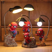 Cartoon Avengers Night Lamp Action Figures Spider Man Resin Lamp Children Bedroom LED Boy Kids Xmas Creative Gift Night Light