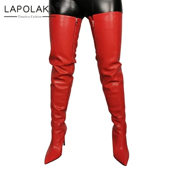 

Lapolaka New Arrivals Large Size 35-47 Pointed Toe Over The Knee Boots Woman Shoes High Heels Zip Up INS Hot Shoes Women Boots