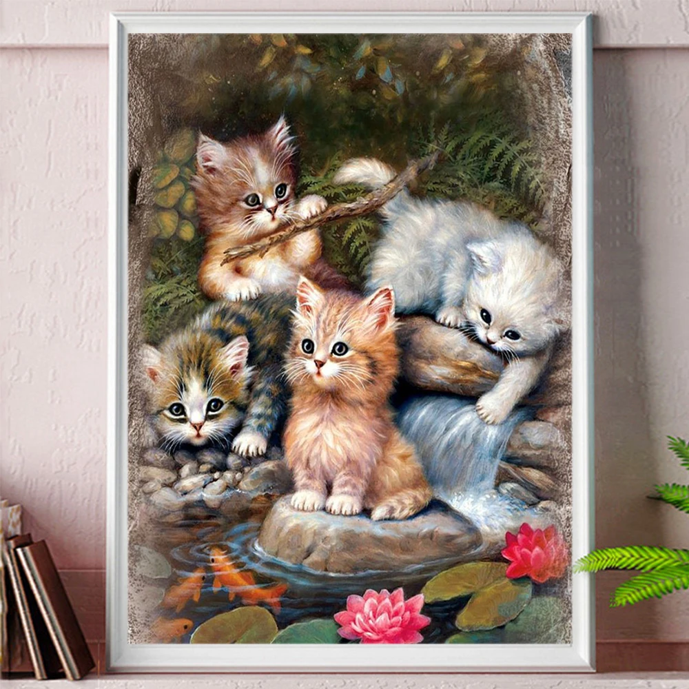 Cross Stitch Kit Animal Cat DIY Embroidery 11CT Cross Stitch Kits Craft Needlework Set Printed Canvas Cotton Thread Home Decoration