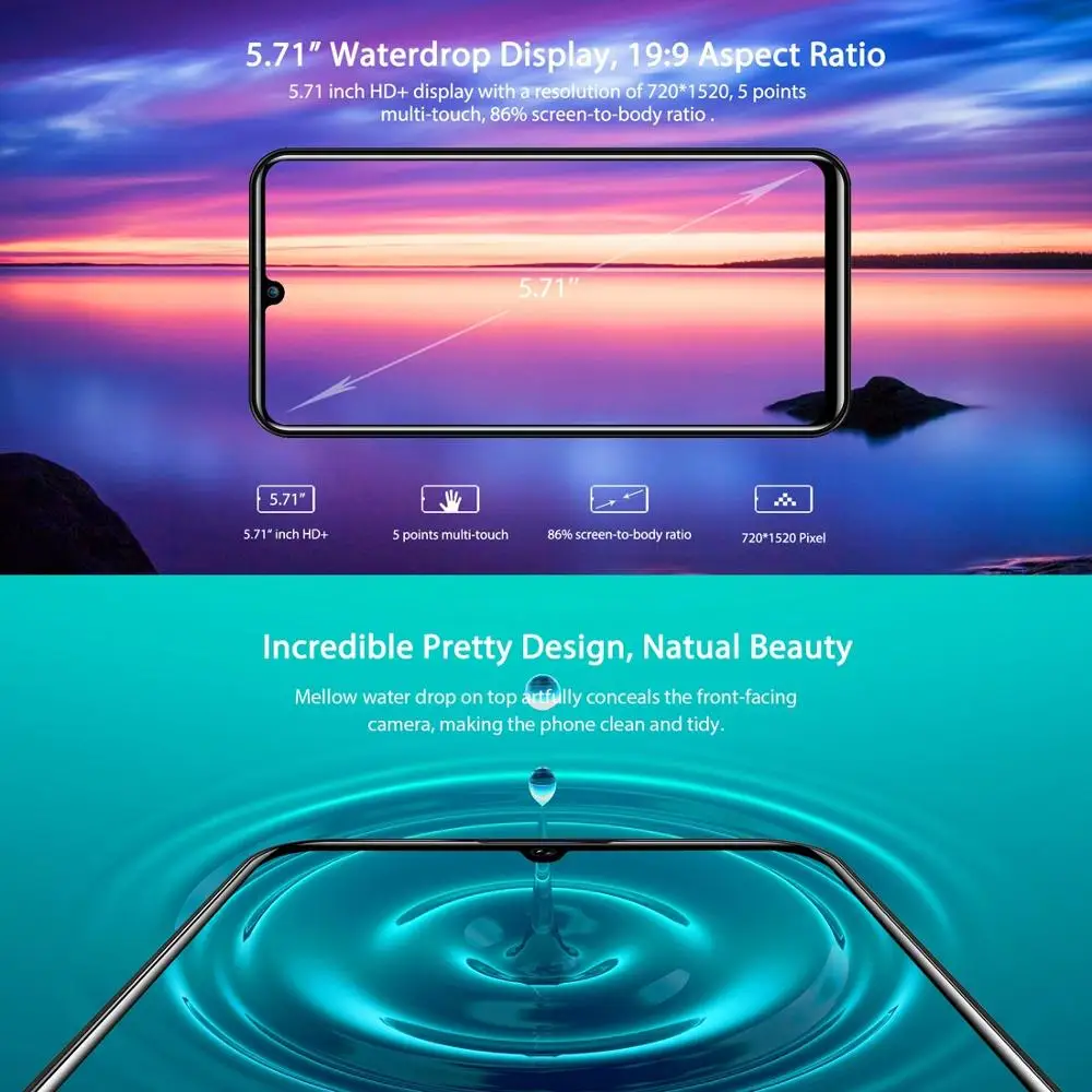 Oukitel C16 Pro Android 9 0 смартфон с функцией распознавания лица 5 71 &quot19:9 экран защитой от