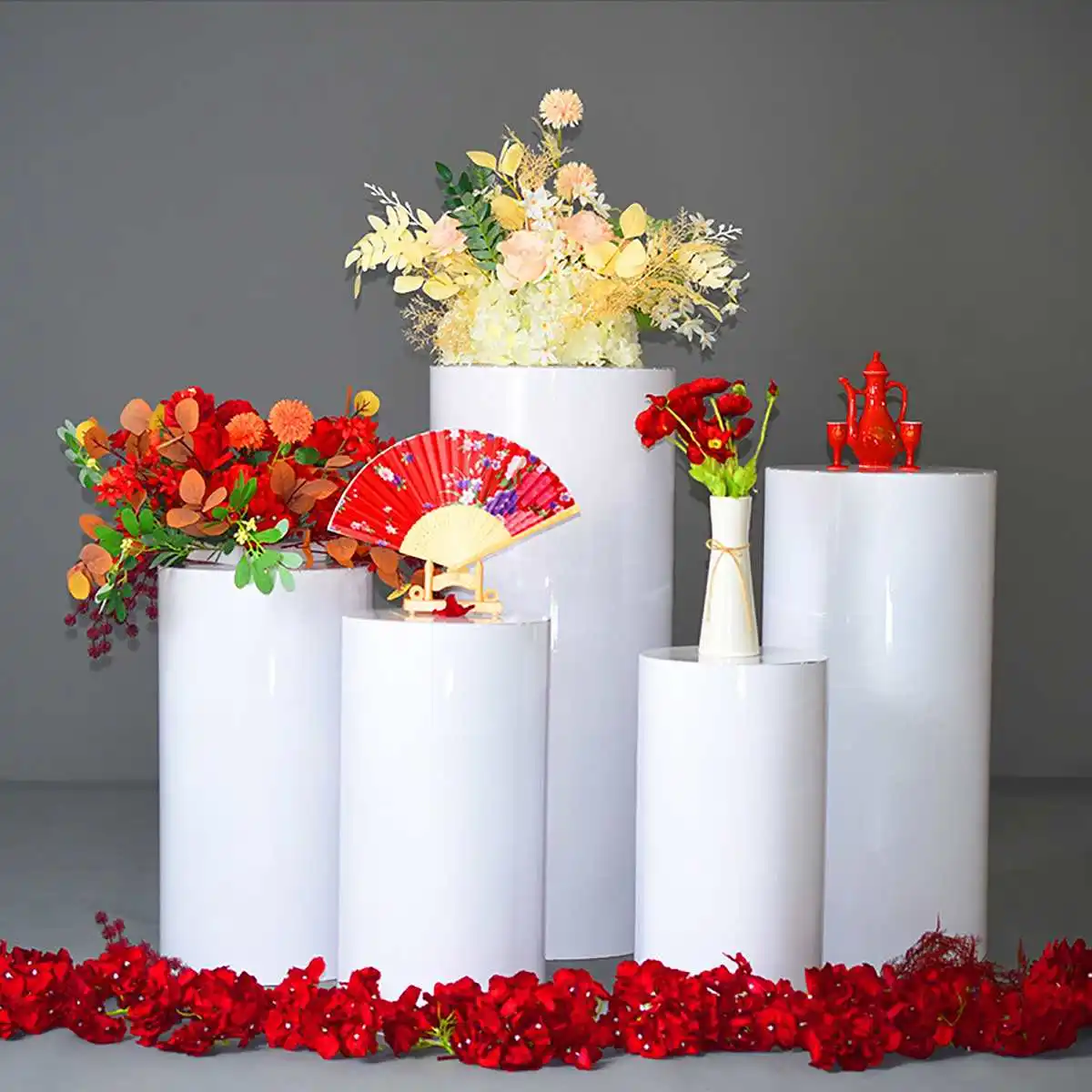 

Wedding DIY 3/5pcs Round Cylinder Pedestal Display Art Decor Cake Rack Plinths Pillars for DIY Wedding Decorations Holiday
