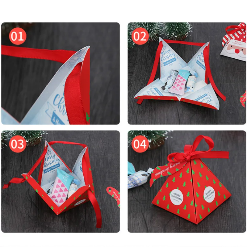 1PC Creative Christmas Candy Gift Box for New Year Home Party Favor Goodie Bags Cake Box Cookie Bags
