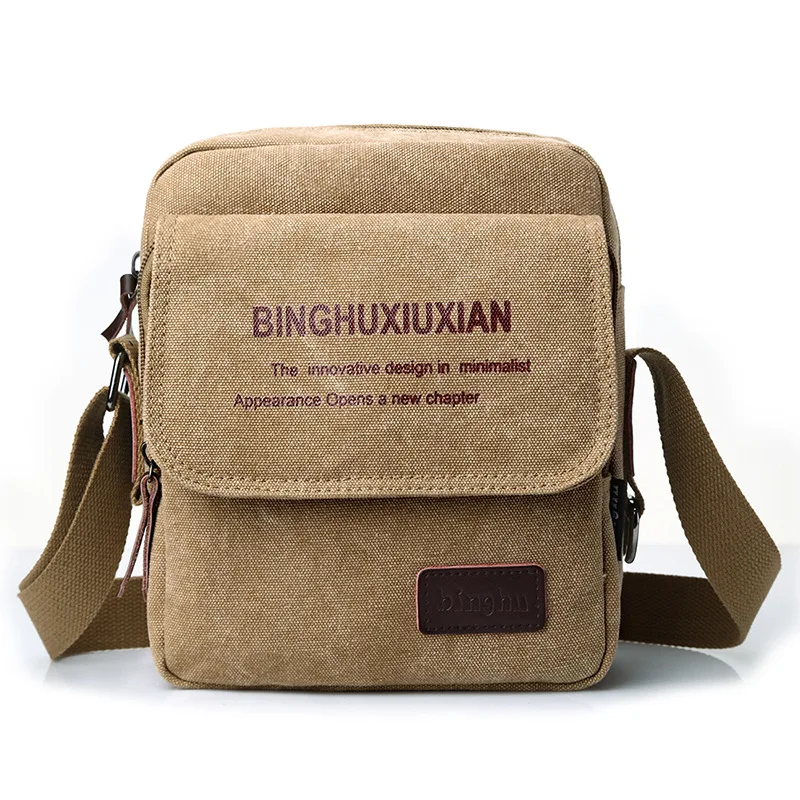 

2019 New Style Canvas MEN'S Single-shoulder Bag Men Business Casual Oblique Bag Simple Bag