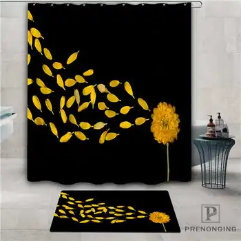 

Custom flower_black_background Waterproof Shower Curtain Doormat Home Bath Bathroom Polyester Fabric Multi Sizes#2019-1-05-48