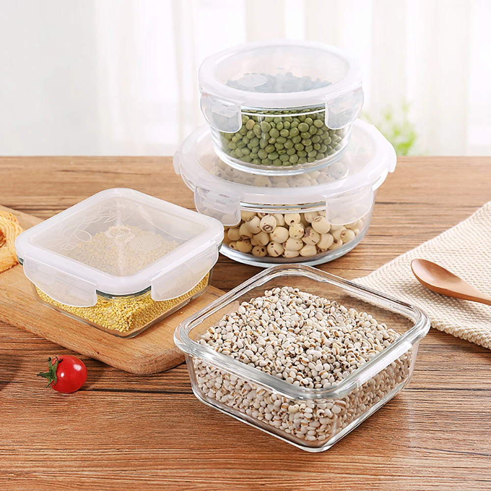 Портативный стеклянный контейнер для хранения еды BPA free Ланч бокс 100% Герметичный