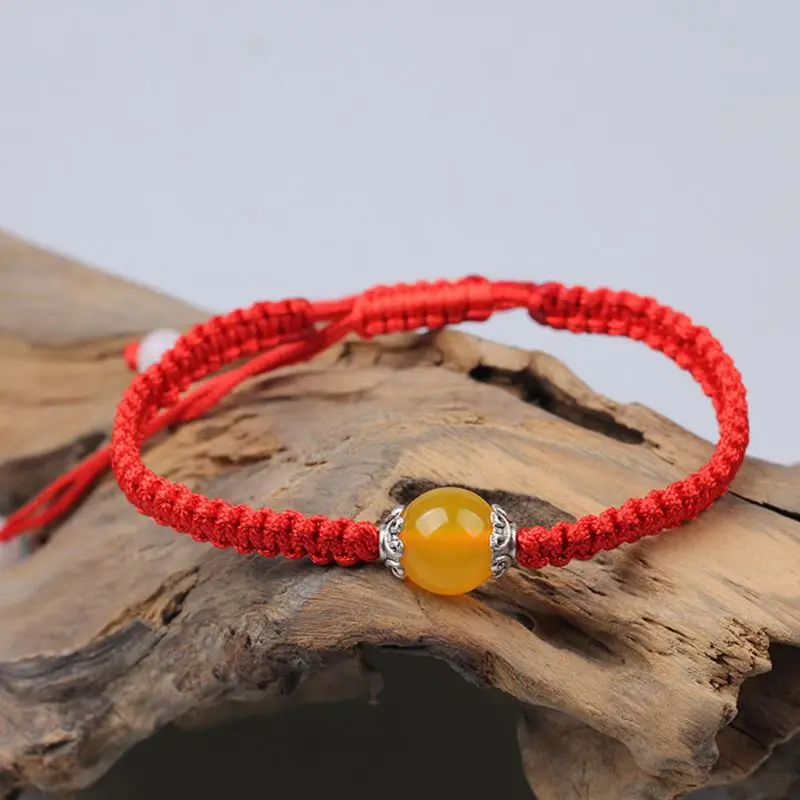 

Buddhism Six Words Tibetan Agates Beads Bracelet Lucky Red String Rope Jewelry U50C