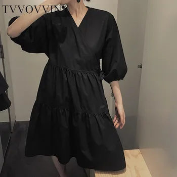

2019 Autumn New Fashion Women's High-quality Clothing High Waist Slimming A Word dressYellow Doll Dress Sleeve C385