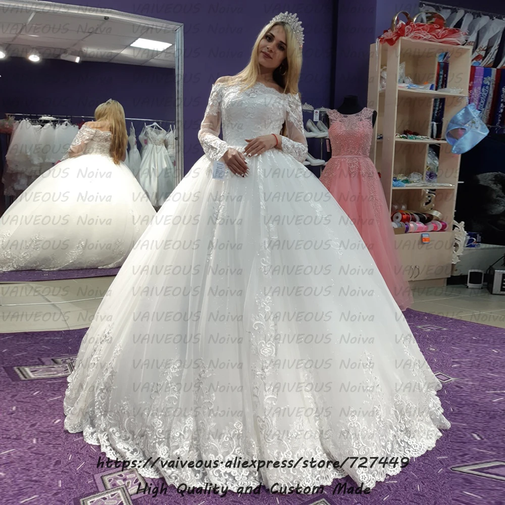 Trajes de novia цвет слоновая кость свадебное кружевное платье Африканские свадебные платья винтажное бальное свадебное платье с длинным рукавом халат Mariage
