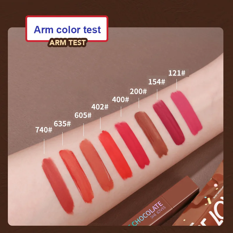 SHELOVES Chocolate Lip Gloss Velvet Matte Moisturizing Liquid Lipstick Waterproof Persistent 8 Colors Lip Glaze For Lady TSLM1