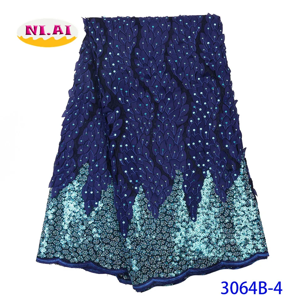 Cheap New Embroidered Fabric French Tulle Sequins African Lace Fabric For Party Dress Green clothes For Women NA3064B-2