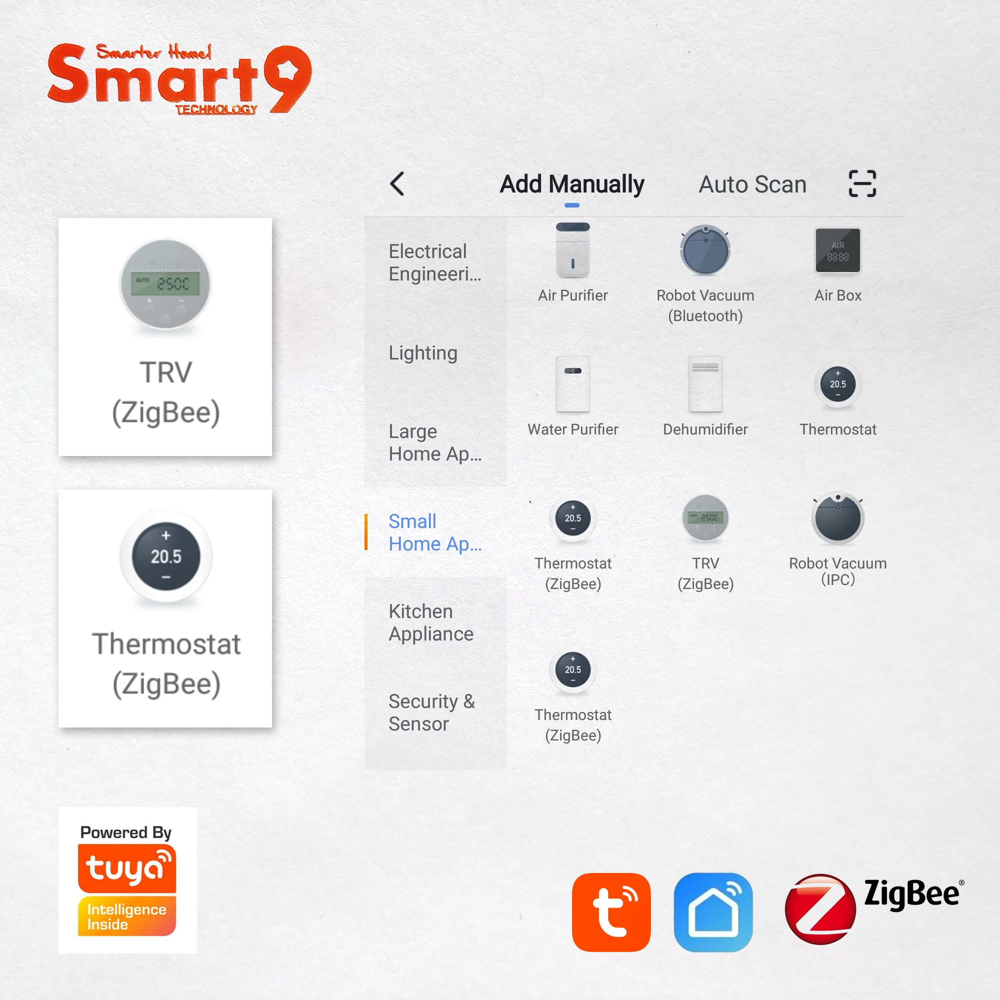 Термостат радиатора Smart9 ZigBee работает с концентратором TuYa TRV питанием от