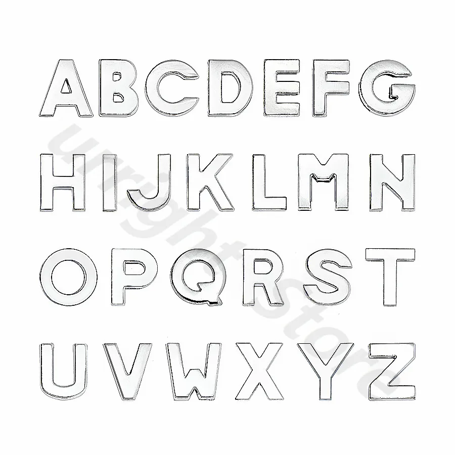 

1pc A-Z silver plain English letter Alphabet Internal Dia: 10mm Slide Letter charms Fit DIY key chain Bracelet Pet Collar