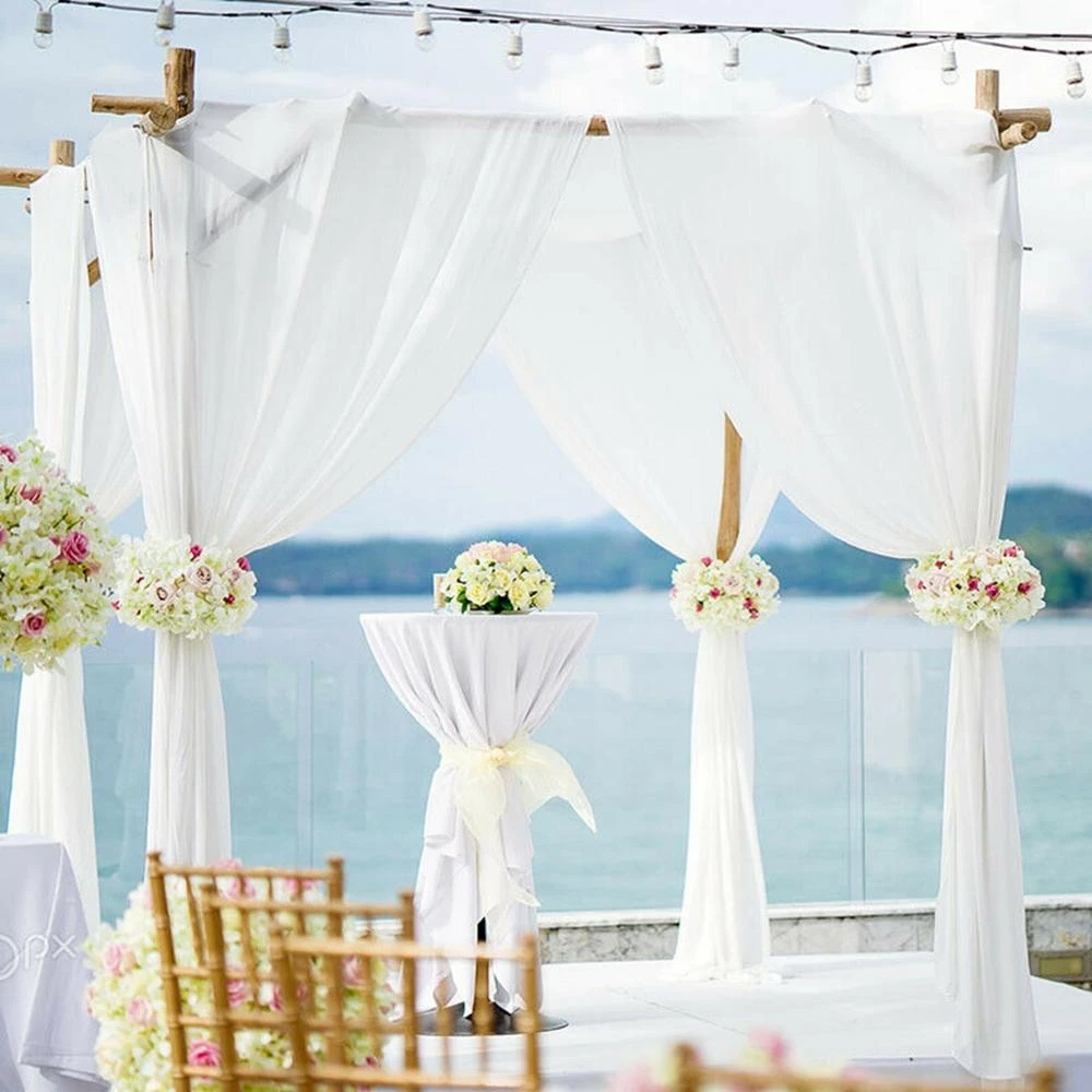 10M Wedding Backdrop Gauze Curtain Organza Fabric Wedding Party Decorative DIY 