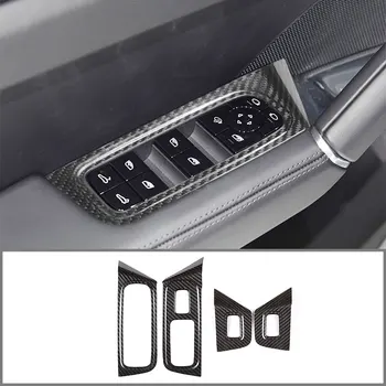 

For Porsche Cayenne 2018-2019 Glass Lift Frame Real Carbon Fiber Car Interior Modification Parts (Left Titanium)