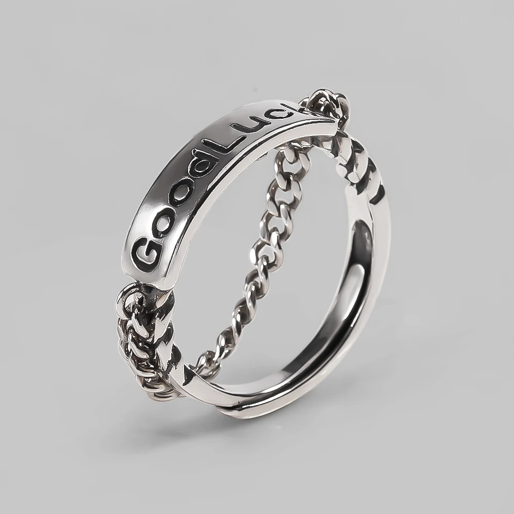 

Ckysee 100% Authentic Wedding Engagement Heart Rings 925 Sterling Silver Ring Good Luck Letter Engrave Finger Ring For Women