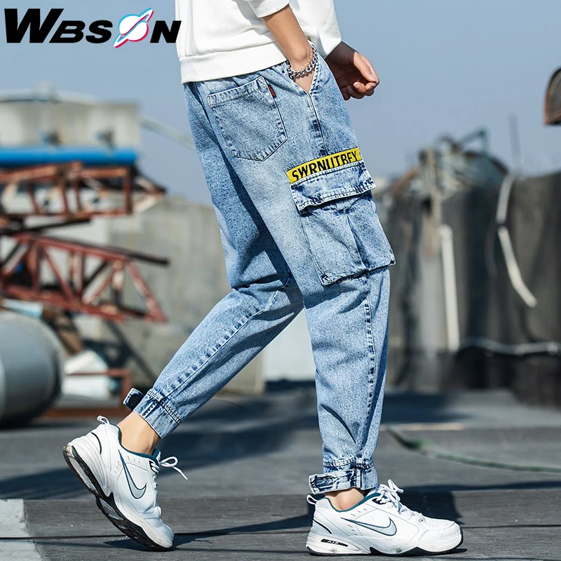 Wbson Fashion Brand Jeans Men's Hip Hop Style Fit Jeans Elastic Waist Pockets Cargo Jeans Denim Trousers Male Cargo Pants YYXK33 Wbson Fashion Brand Jeans Men's Hip Hop Style Fit Jeans Elastic Waist Pockets Cargo Jeans Denim Trousers Male Cargo Pants YYXK33