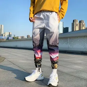 

2020 Cool Fashion Mens Hip Hop Pants Casual Patchwork Pockets Cargo Mens Pants Colorful Paint Plus Size Sweatpants Trousers