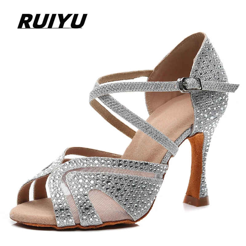 Latin Dance Shoes Adult Ladies Salsa Tango Dance Shoes Trainer Dance Shoes High Heel Sandals Summer Black Silver Blue Red 2020 penuta ladies white sandals ankle strappy summer office shoes european square high heel concise sandals hot sell x0077