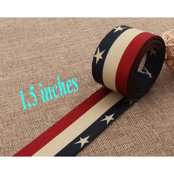 

1 1/2 " Webbing 38mm Blue Red Orange Star Pattern Smooth Ethnic Webbing Purse Strap Purse Bag Webbing Bag Belt- 1.5"