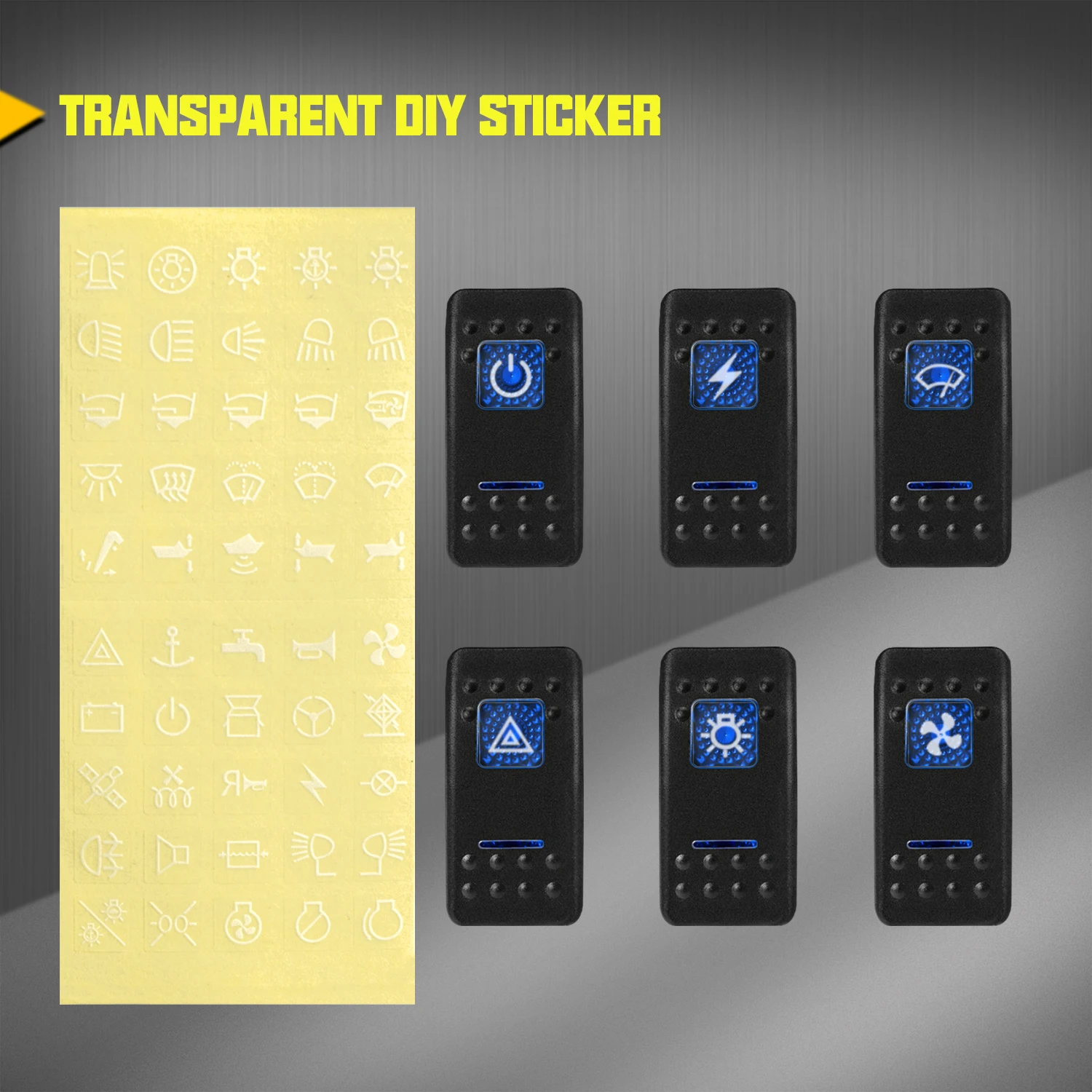 1PCS 5 Pin Marine Switch SPST ON-OFF Car Switch Boat Truck Light With Dual Illuminated LED Waterpoof 20A