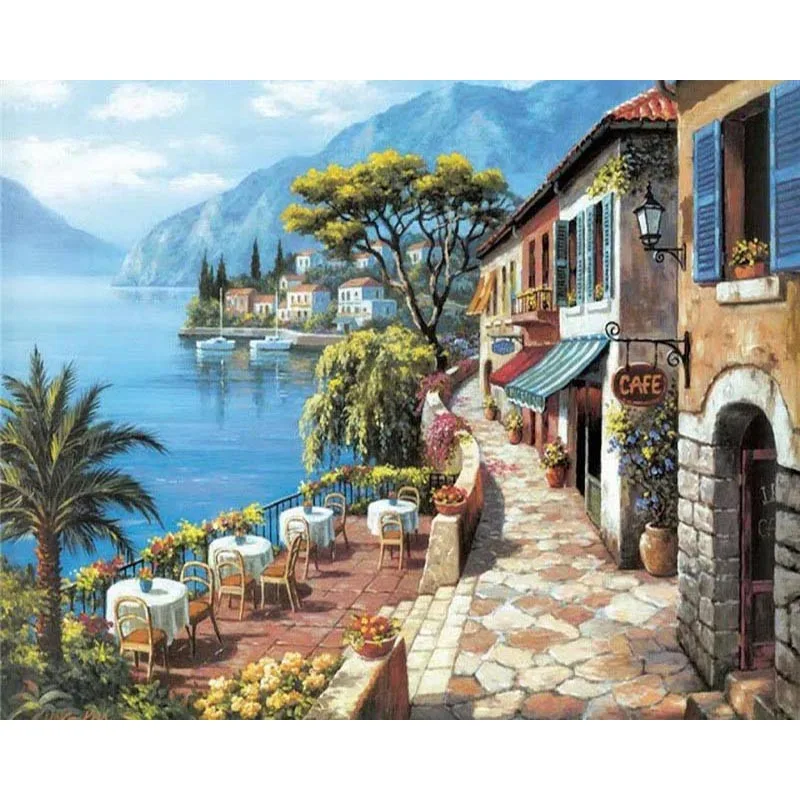 Stunning Sea Scenery DIY Acrylic Paint by Numbers Kit on Canvas