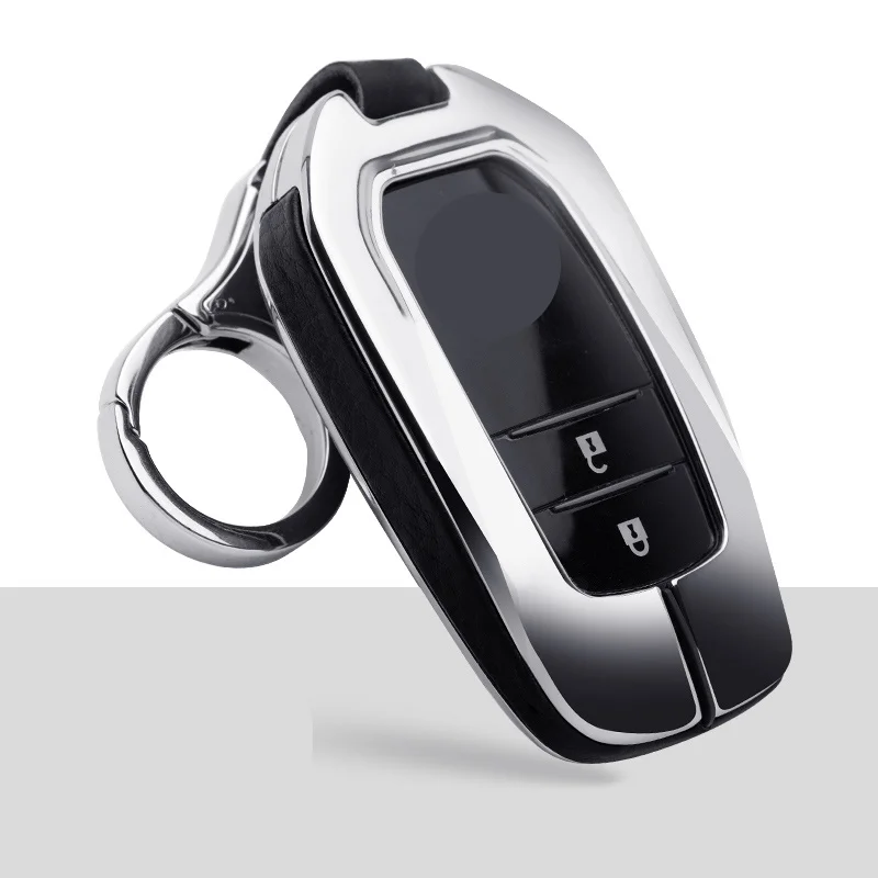 Чехол для ключей автомобиля из цинкового сплава для Toyota Camry Corolla Crown Dazzling Prado Raying Carola Auris Avensis Verso Yaris Aygo Scion TC IM - Название цвета: A-silver black