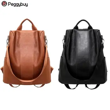 

Hot Sale Backpack Fashion Version Women Retro Backpack PU Leather School Shoulder Bag Solid Color Casual Rucksacks
