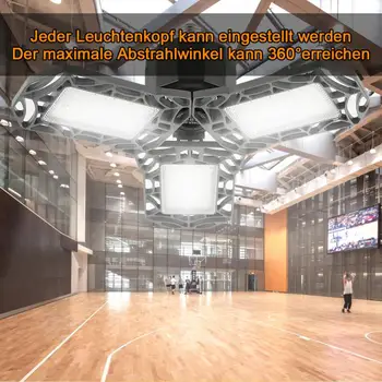 

360 Degrees LED Garage Light Deformable Ceiling Light Indoor For Garage Workshop 3 Leaves Wide Lighting Range Strong Light