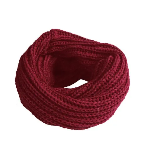 Hot Selling Winter Neckerchief Women Children's Cotton Muffler Baby bib Warm Soft Boys Scarves Girls Knitted O Ring Scarf60 - Цвет: adult  dark red