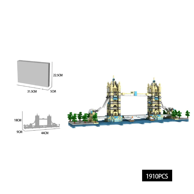 

World Famous Architecture Micro Diamond Block Tower Bridge London England United Kingdom Nanobrick Toy Collection Building Brick