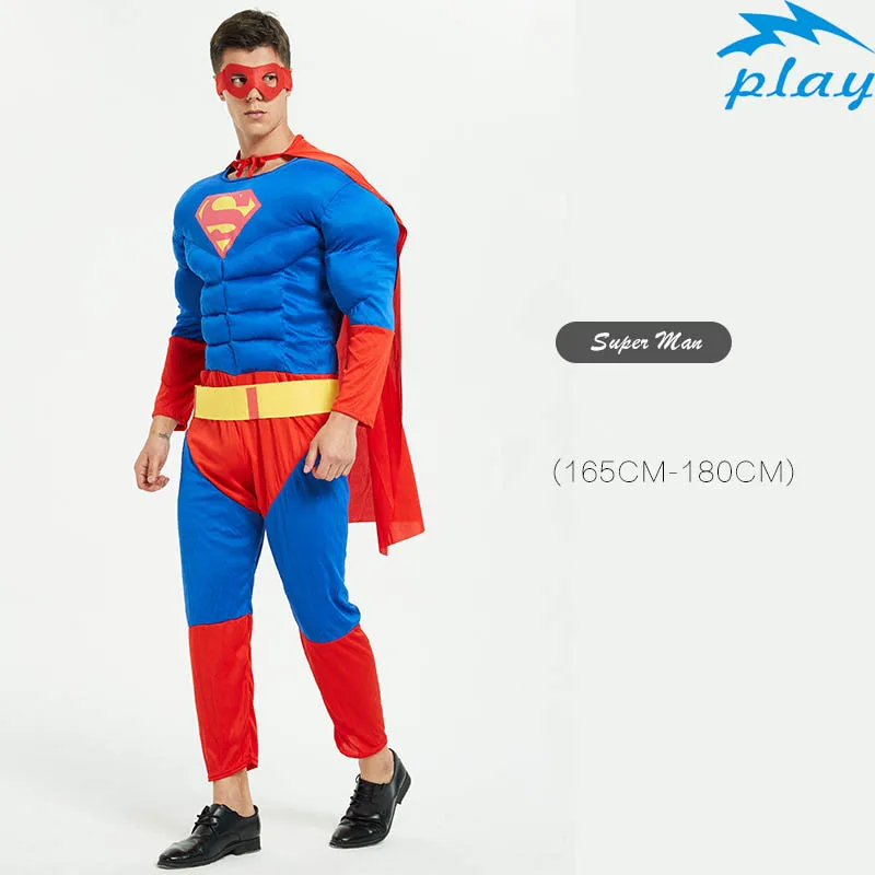 superman SATCOPY Хэллоуин Косплей Костюм для взрослых мускул-герой Халк, Человек-паук Бэтмен, Железный человек Супермен, Мстители Костюмы супергероев - Цвет: superman
