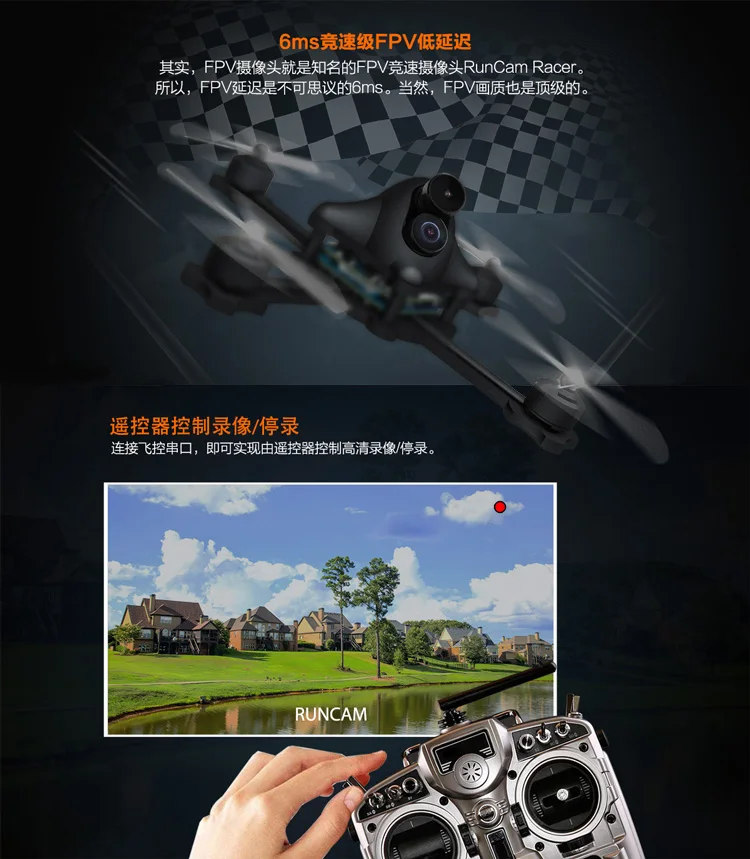 RunCam гибридный двойной объектив FOV 145 градусов 4K HD запись и Мини FPV камера 6 мс FPV латентность 2 в 1 одноплатный дизайн