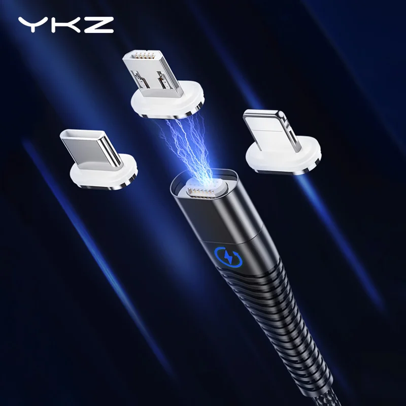 Магнитный кабель YKZ Type C Micro USB для iPhone 11 Samsung Xiaomi 3A быстрой зарядки шнур type-c провод