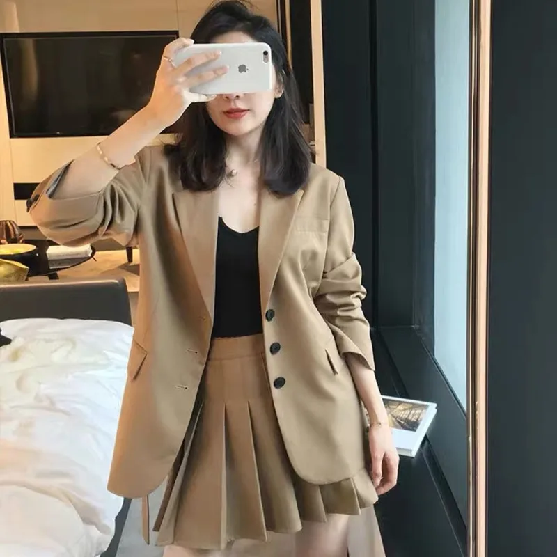 

2020 Autumn clothes for women 2 piece sets womens outfits Jacket Blazers Skirt Suits two piece set women crop top chandal mujer