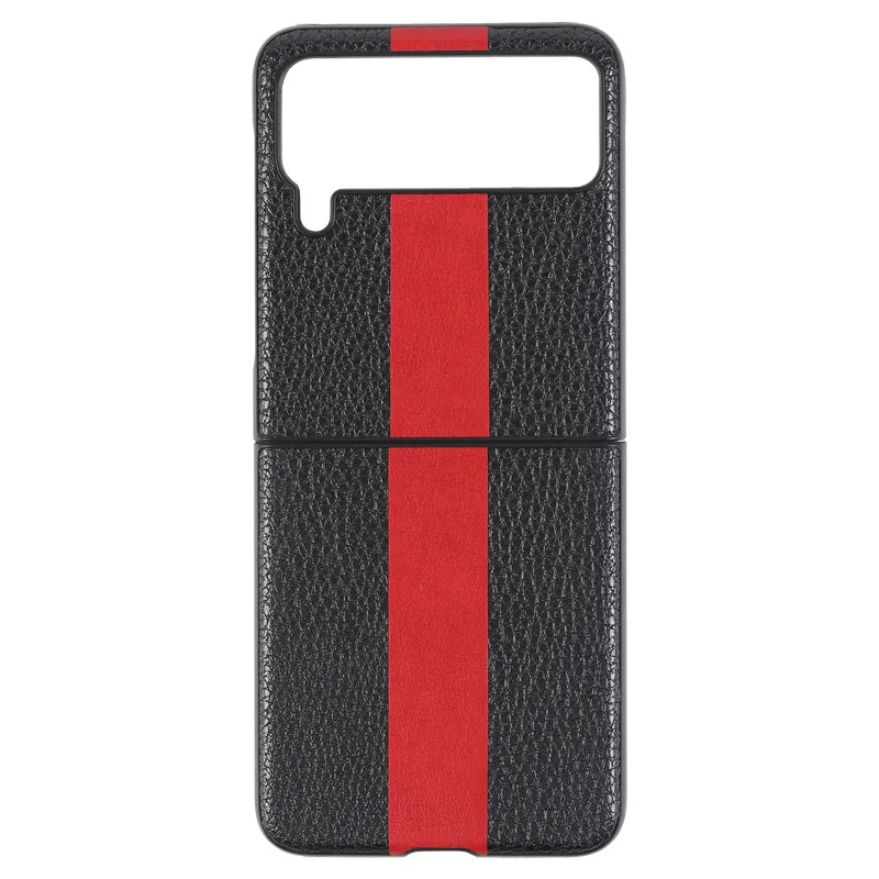 2021 Fashion stripe Litchi grain Cross pattern case for Samsung Galaxy Z Flip 3 Cover Anti-knock luxury leather Cases for Flip3 silicone case for samsung Cases For Samsung